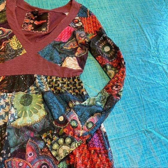 Desigual Colorful Print Retro Boho Dress Medium - Picture 7 of 14